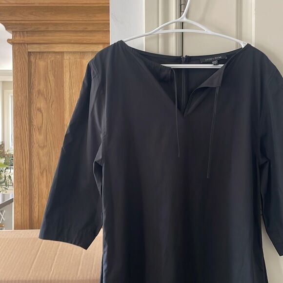 🇨🇦🎀 Judith & Charles black v neck sheath dress 3/4 sleeves 2 - Picture 5 of 16